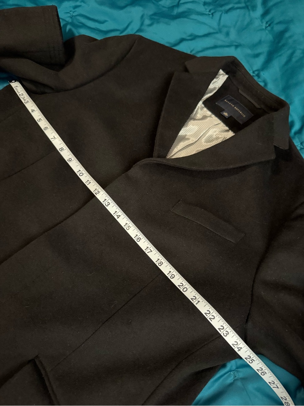 Banana Republic Black Wool-Blend Coat with Lined Interior Sz XL - Picture 3 of 16